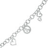 Thumbnail Image 0 of 0.11 CT. T.W. Diamond "Mom" and Heart Charm Bracelet in Sterling Silver