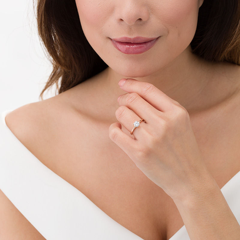 Main Image 2 of 0.58 CT. Diamond Solitaire Engagement Ring in 14K Rose Gold (I/I2)
