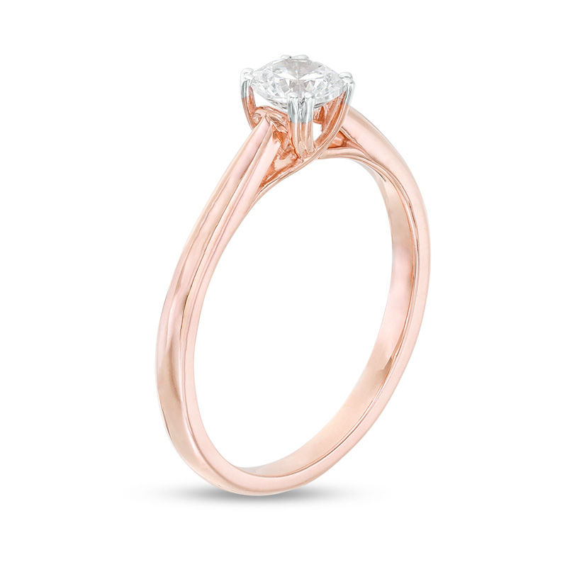 Main Image 3 of 0.58 CT. Diamond Solitaire Engagement Ring in 14K Rose Gold (I/I2)
