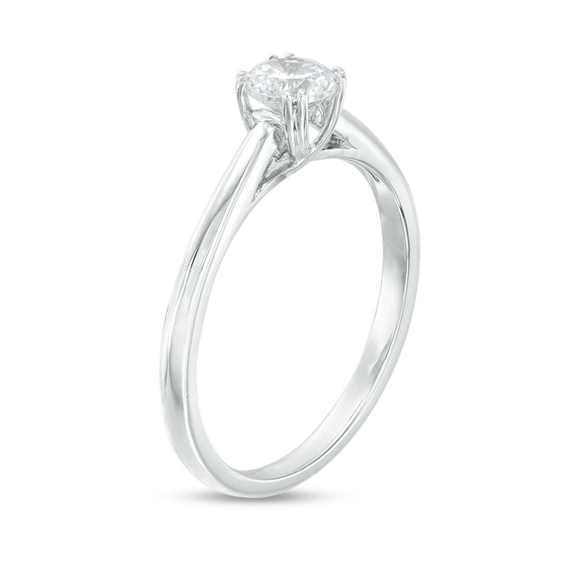 0.37 CT. Diamond Solitaire Engagement Ring in 14K White Gold (I/I2)