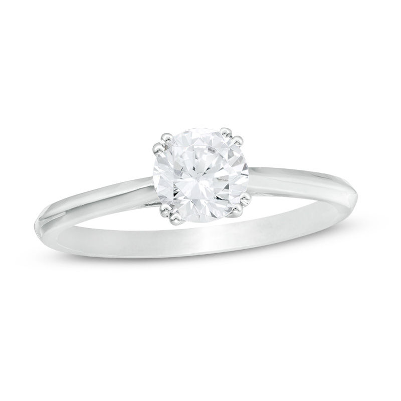 0.58 CT. Diamond Solitaire Engagement Ring in 14K White Gold (I/I2)