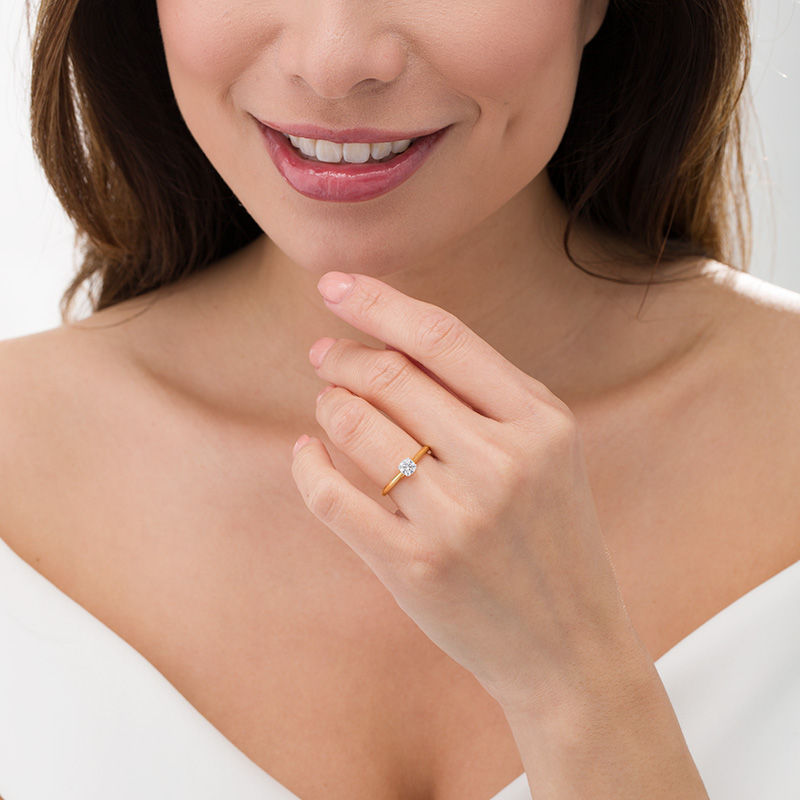 Main Image 2 of 0.37 CT. Diamond Solitaire Engagement Ring in 14K Gold (I/I2)