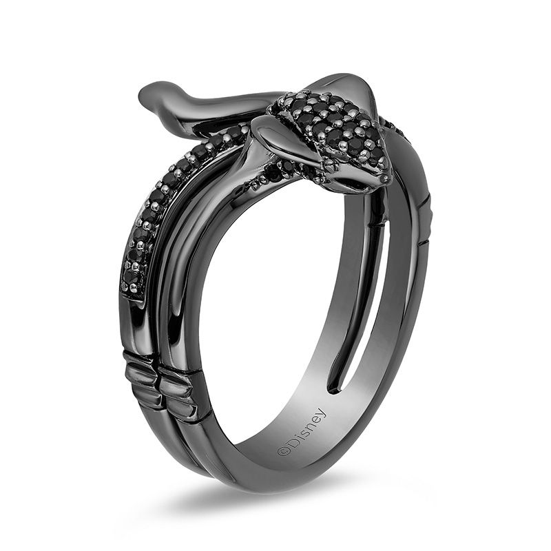 Main Image 2 of Enchanted Disney Villains Jafar 0.20 CT. T.W. Black Diamond Snake Ring in Sterling Silver with Black Rhodium - Size 7