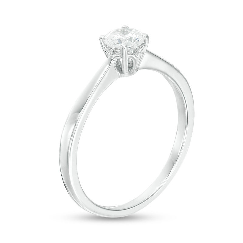 0.37 CT. Diamond Solitaire Engagement Ring in 14K White Gold (I/I2)