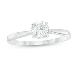 0.58 CT. Diamond Solitaire Engagement Ring in 14K White Gold (I/I2)