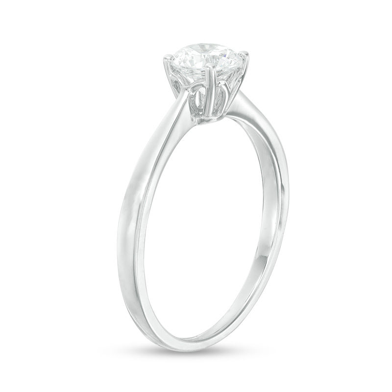 Main Image 3 of 0.58 CT. Diamond Solitaire Engagement Ring in 14K White Gold (I/I2)