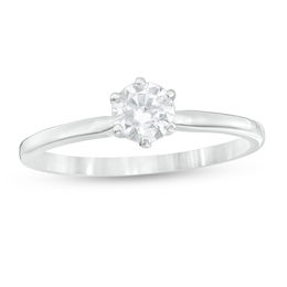 0.37 CT. Diamond Solitaire Engagement Ring in 14K White Gold (I/I2)