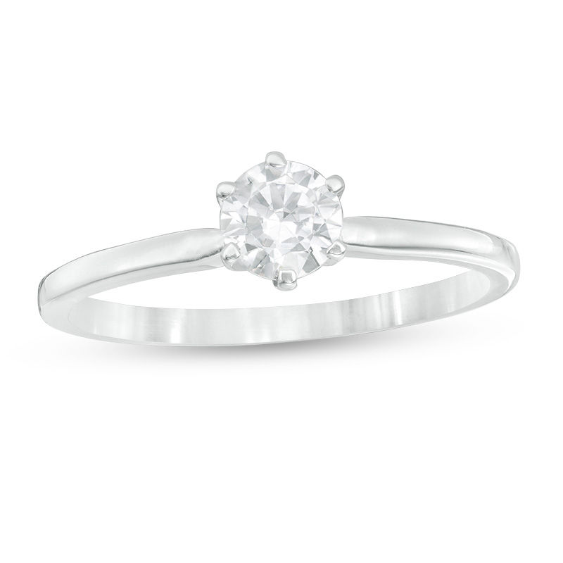 0.37 CT. Diamond Solitaire Engagement Ring in 14K White Gold (I/I2)