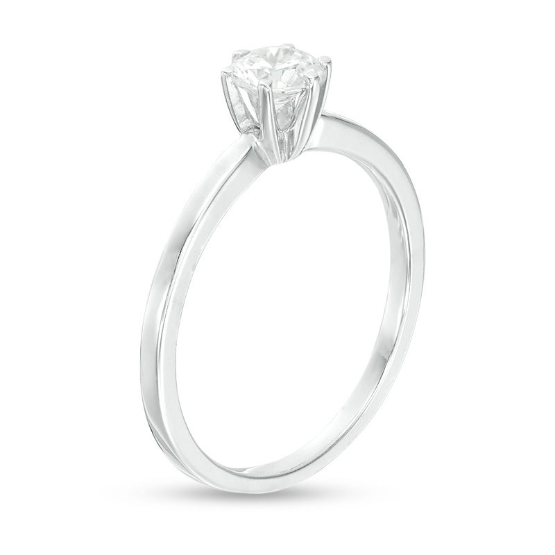 0.37 CT. Diamond Solitaire Engagement Ring in 14K White Gold (I/I2)