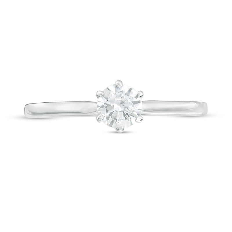 0.37 CT. Diamond Solitaire Engagement Ring in 14K White Gold (I/I2)
