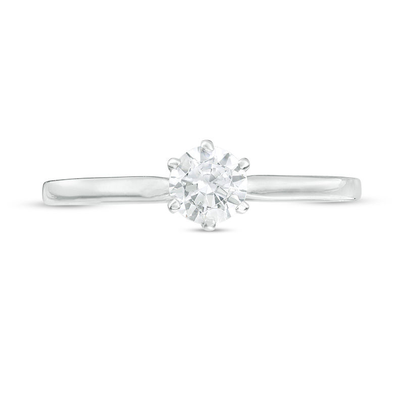 Main Image 4 of 0.37 CT. Diamond Solitaire Engagement Ring in 14K White Gold (I/I2)