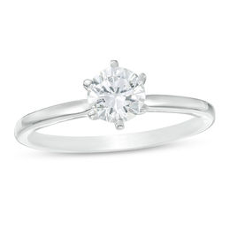 0.58 CT. Diamond Solitaire Engagement Ring in 14K White Gold (I/I2)