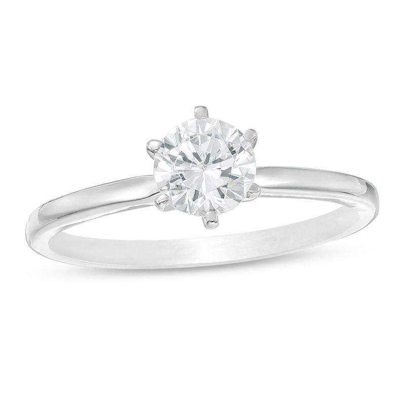 Main Image 1 of 0.58 CT. Diamond Solitaire Engagement Ring in 14K White Gold (I/I2)