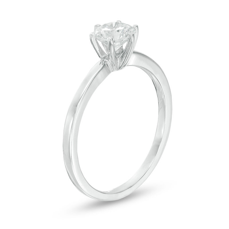 Main Image 3 of 0.58 CT. Diamond Solitaire Engagement Ring in 14K White Gold (I/I2)