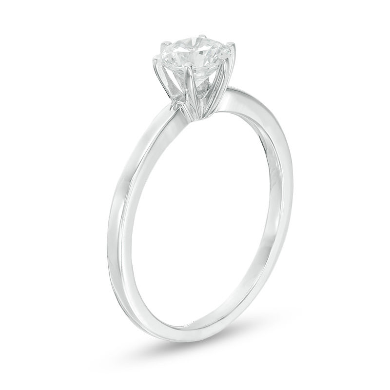 0.58 CT. Diamond Solitaire Engagement Ring in 14K White Gold (I/I2)