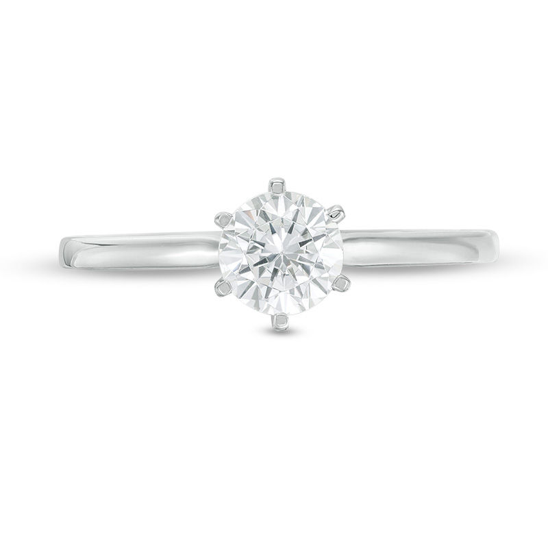 Main Image 4 of 0.58 CT. Diamond Solitaire Engagement Ring in 14K White Gold (I/I2)