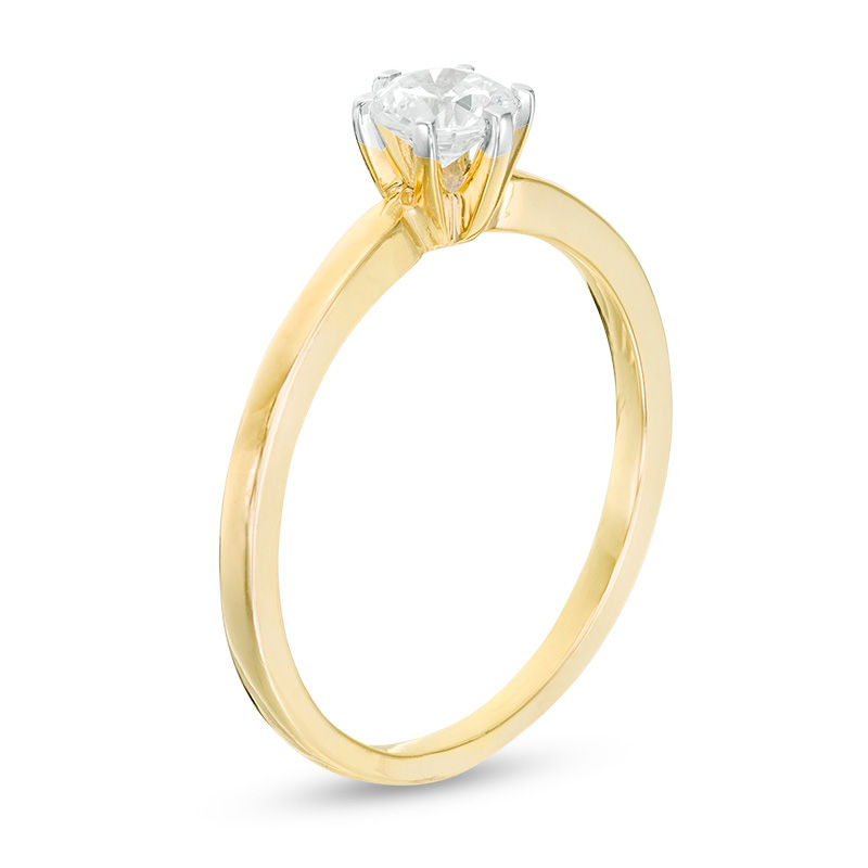 Main Image 3 of 0.37 CT. Diamond Six-Prong Solitaire Engagement Ring in 14K Gold (I/I2)