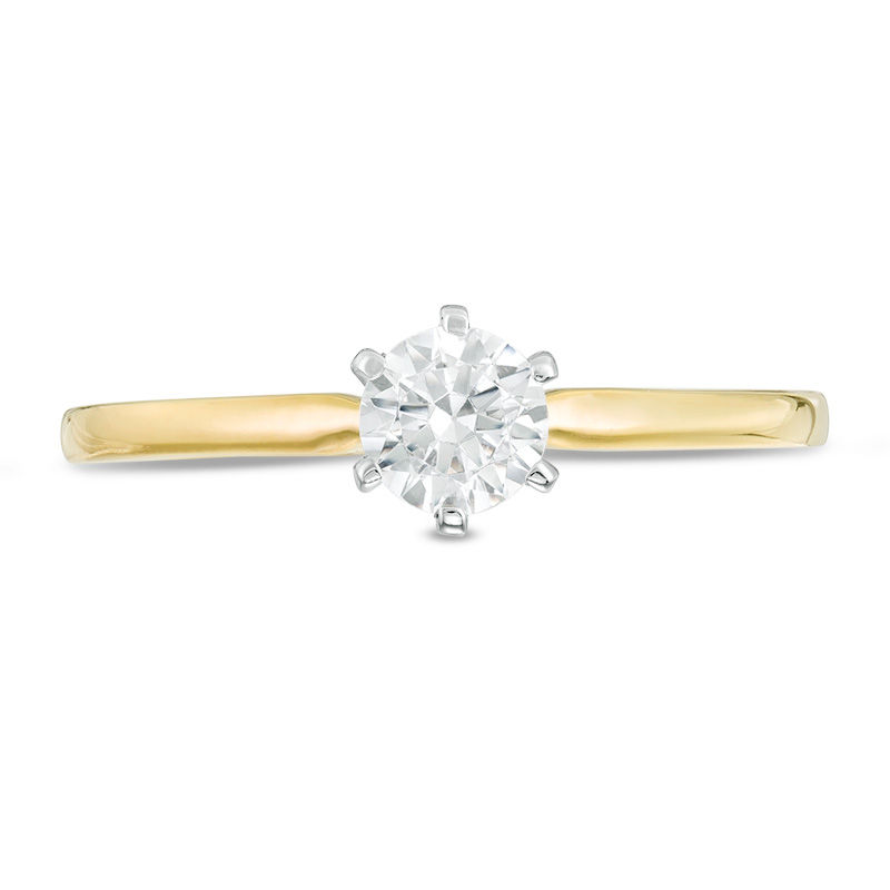 Main Image 4 of 0.37 CT. Diamond Six-Prong Solitaire Engagement Ring in 14K Gold (I/I2)