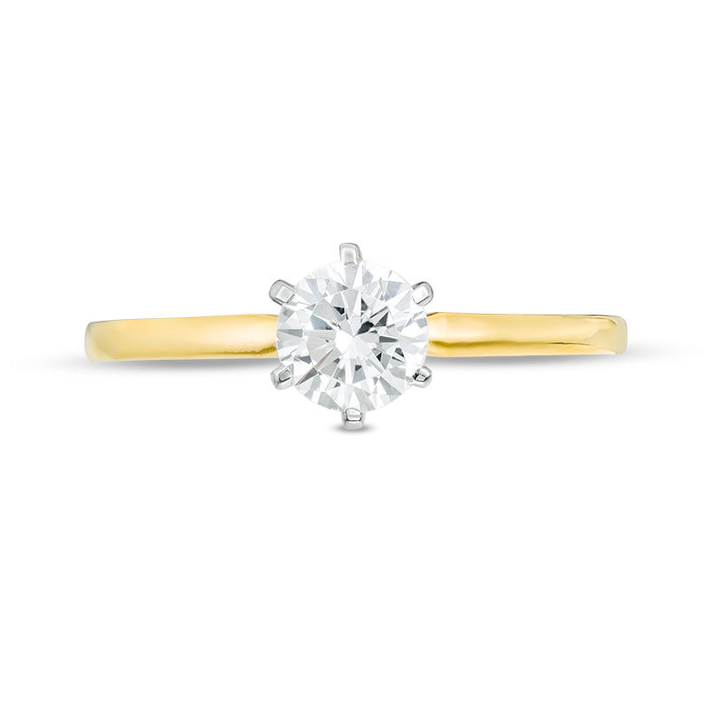Main Image 4 of 0.58 CT. Diamond Solitaire Engagement Ring in 14K Gold (I/I2)