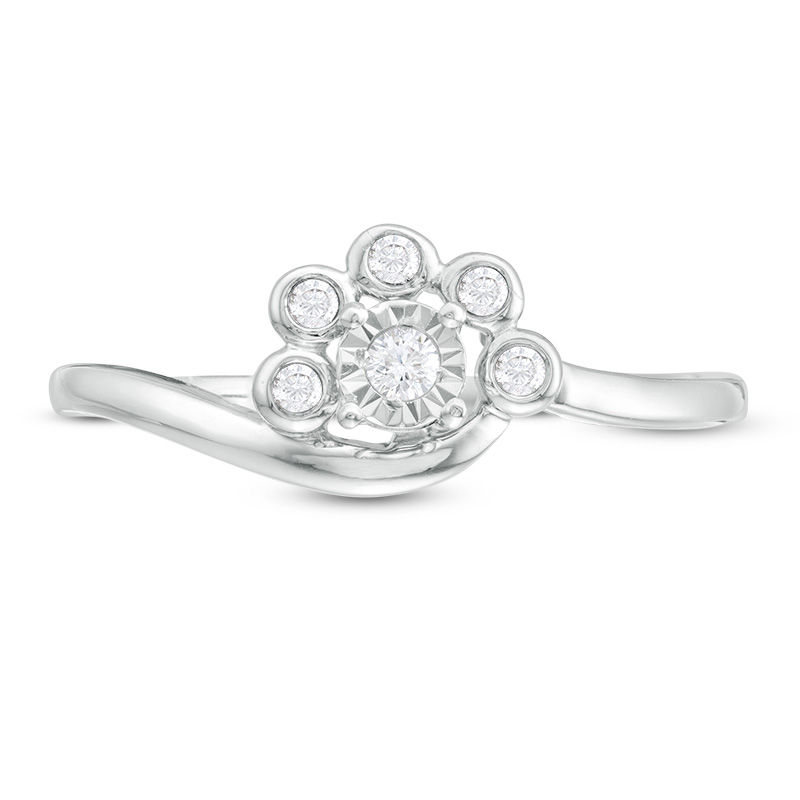 Main Image 4 of 0.085 CT. T.W. Diamond Swirl Bypass Ring in 10K White Gold