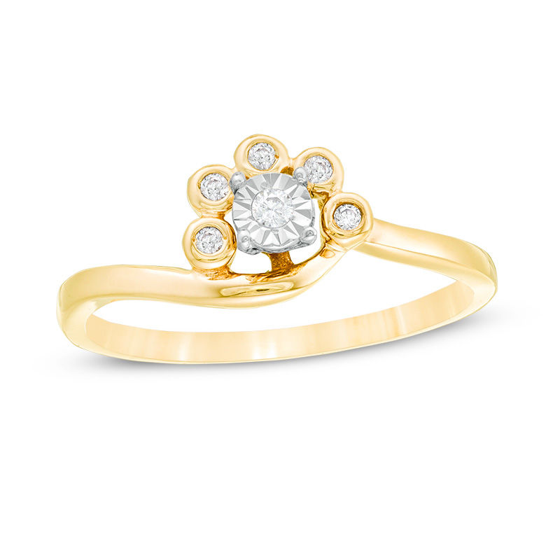 0.085 CT. T.W. Diamond Swirl Bypass Ring in 10K Gold