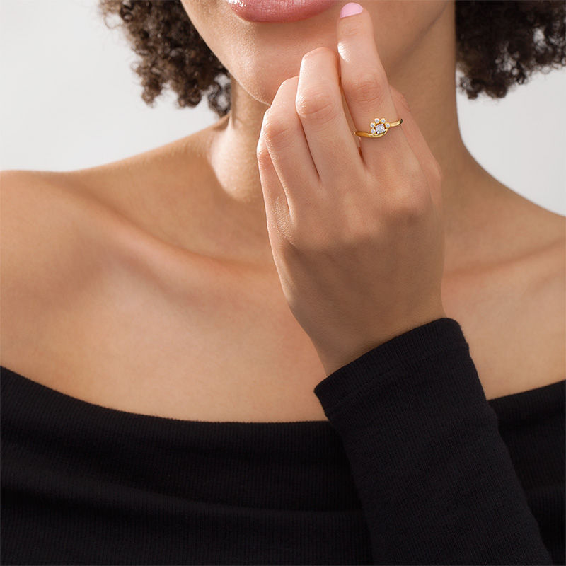 0.085 CT. T.W. Diamond Swirl Bypass Ring in 10K Gold