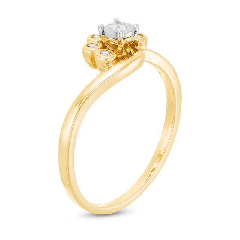 0.085 CT. T.W. Diamond Swirl Bypass Ring in 10K Gold