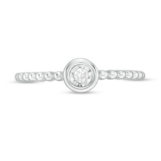 0.04 CT. Diamond Solitaire Bead Shank Promise Ring in 10K Gold
