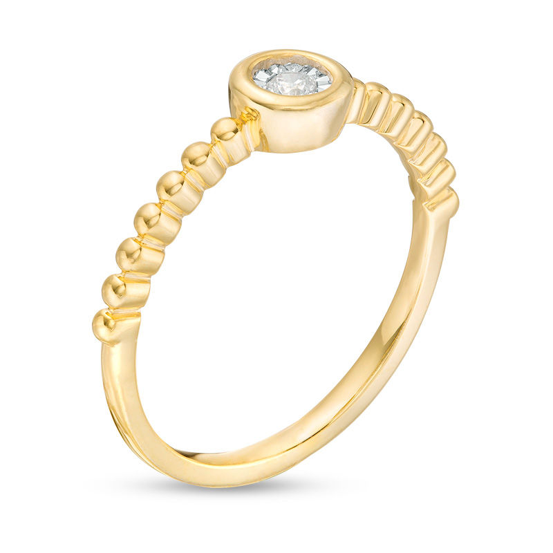 Main Image 3 of 0.04 CT. Diamond Solitaire Bead Shank Promise Ring in 10K Gold