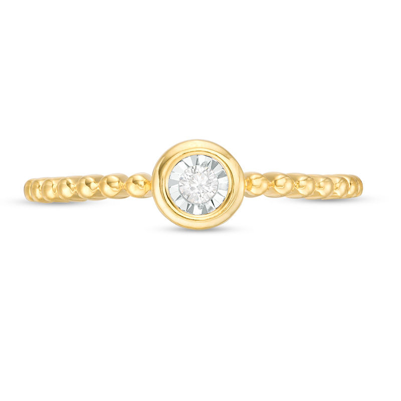 Main Image 4 of 0.04 CT. Diamond Solitaire Bead Shank Promise Ring in 10K Gold