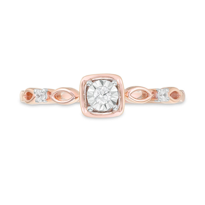 0.085 CT. T.W. Diamond Art Deco Ring in 10K Rose Gold