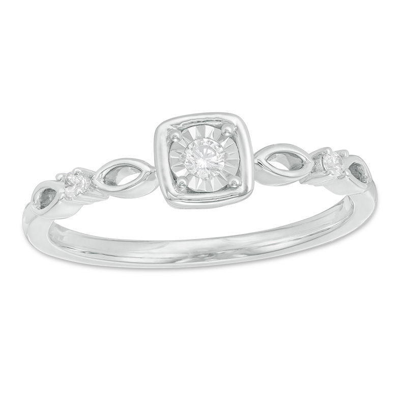 0.085 CT. T.W. Diamond Art Deco Ring in 10K White Gold