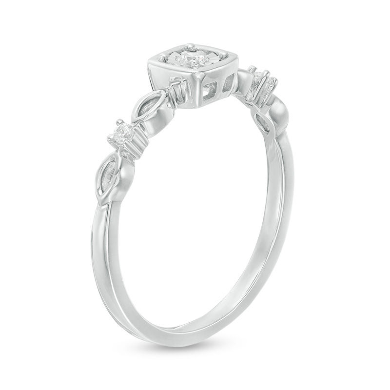 0.085 CT. T.W. Diamond Art Deco Ring in 10K White Gold