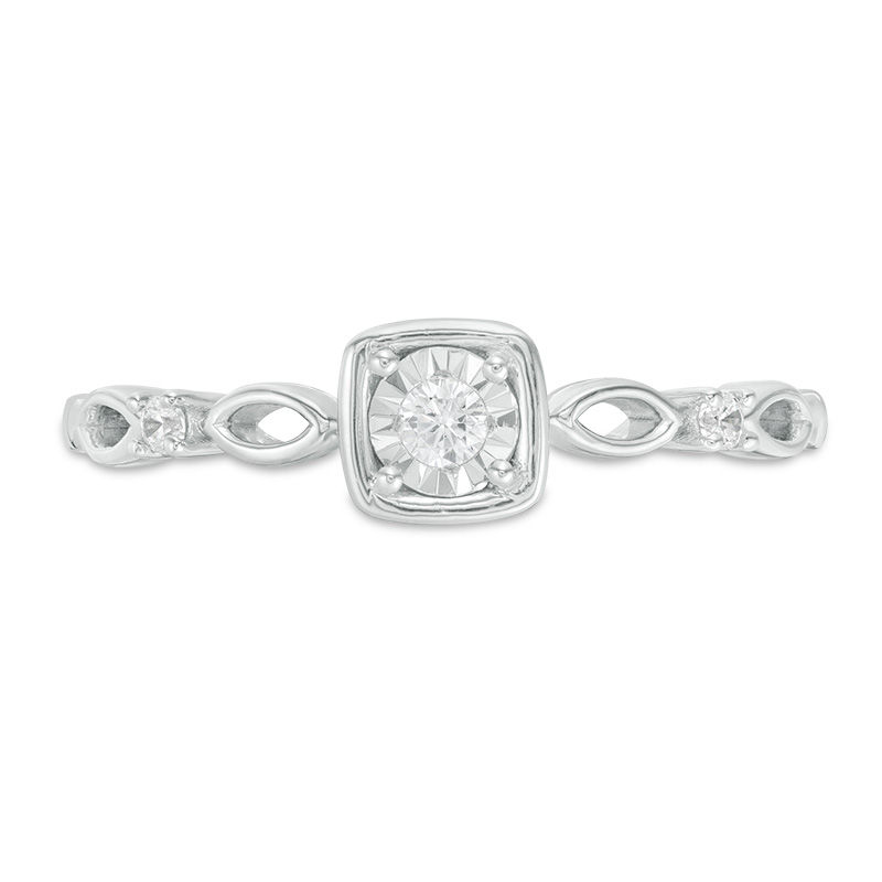 0.085 CT. T.W. Diamond Art Deco Ring in 10K White Gold