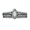 Thumbnail Image 3 of 0.37 CT. T.W. Marquise Diamond Frame Multi-Row Bridal Set in 10K White Gold with Black Rhodium