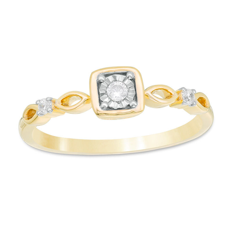 0.085 CT. T.W. Diamond Art Deco Ring in 10K Gold