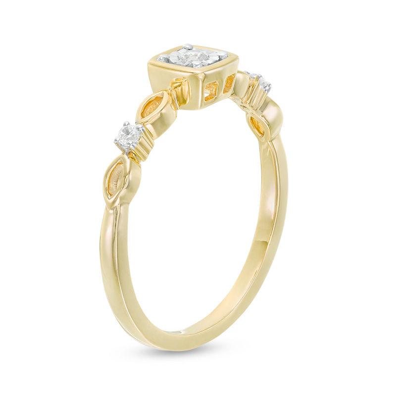 0.085 CT. T.W. Diamond Art Deco Ring in 10K Gold