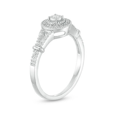 0.145 CT. T.W. Diamond Frame Split Shank Promise Ring in 10K White Gold