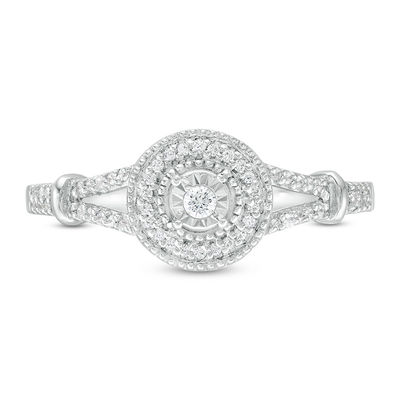 0.145 CT. T.W. Diamond Frame Split Shank Promise Ring in 10K White Gold