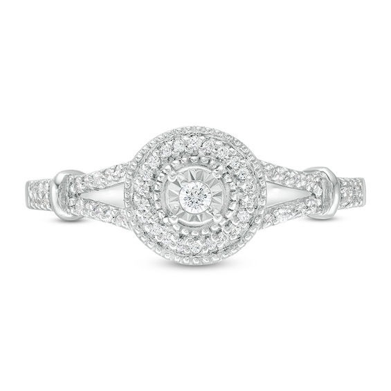 0.145 CT. T.W. Diamond Frame Split Shank Promise Ring in 10K White Gold