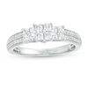 Thumbnail Image 0 of 0.45 CT. T.W. Princess-Cut Quad Diamond Three Stone Double Row Engagement Ring in 10K White Gold