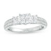 Thumbnail Image 1 of 0.45 CT. T.W. Princess-Cut Quad Diamond Three Stone Double Row Engagement Ring in 10K White Gold
