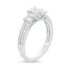 Thumbnail Image 2 of 0.45 CT. T.W. Princess-Cut Quad Diamond Three Stone Double Row Engagement Ring in 10K White Gold