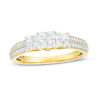 Thumbnail Image 0 of 0.45 CT. T.W. Princess-Cut Quad Diamond Three Stone Double Row Engagement Ring in 10K Gold
