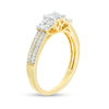 Thumbnail Image 2 of 0.45 CT. T.W. Princess-Cut Quad Diamond Three Stone Double Row Engagement Ring in 10K Gold