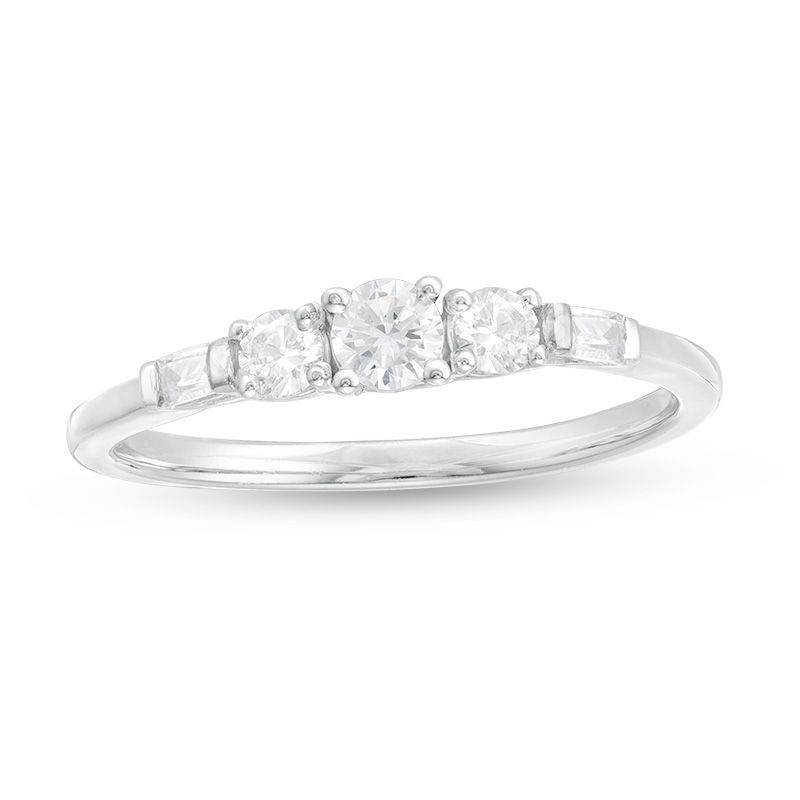 0.29 CT. T.W. Diamond Three Stone Engagement Ring in 10K White Gold