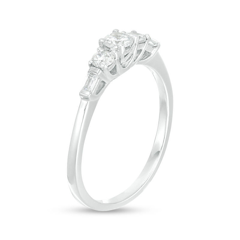 0.29 CT. T.W. Diamond Three Stone Engagement Ring in 10K White Gold