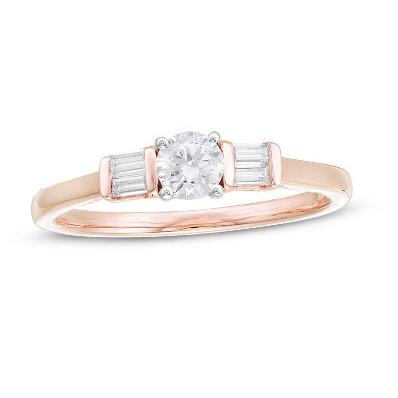 0.29 CT. T.W. Diamond Duo-Sides Engagement Ring in 10K Rose Gold