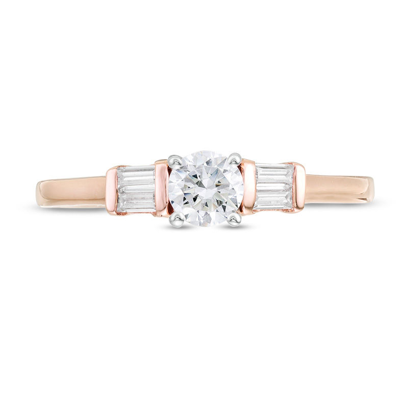 0.29 CT. T.W. Diamond Duo-Sides Engagement Ring in 10K Rose Gold