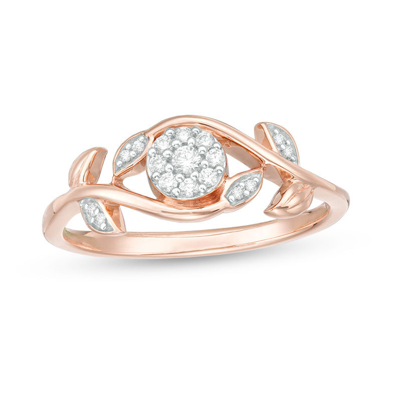 0.085 CT. T.W. Composite Diamond Vine Bypass Promise Ring in 10K Rose Gold
